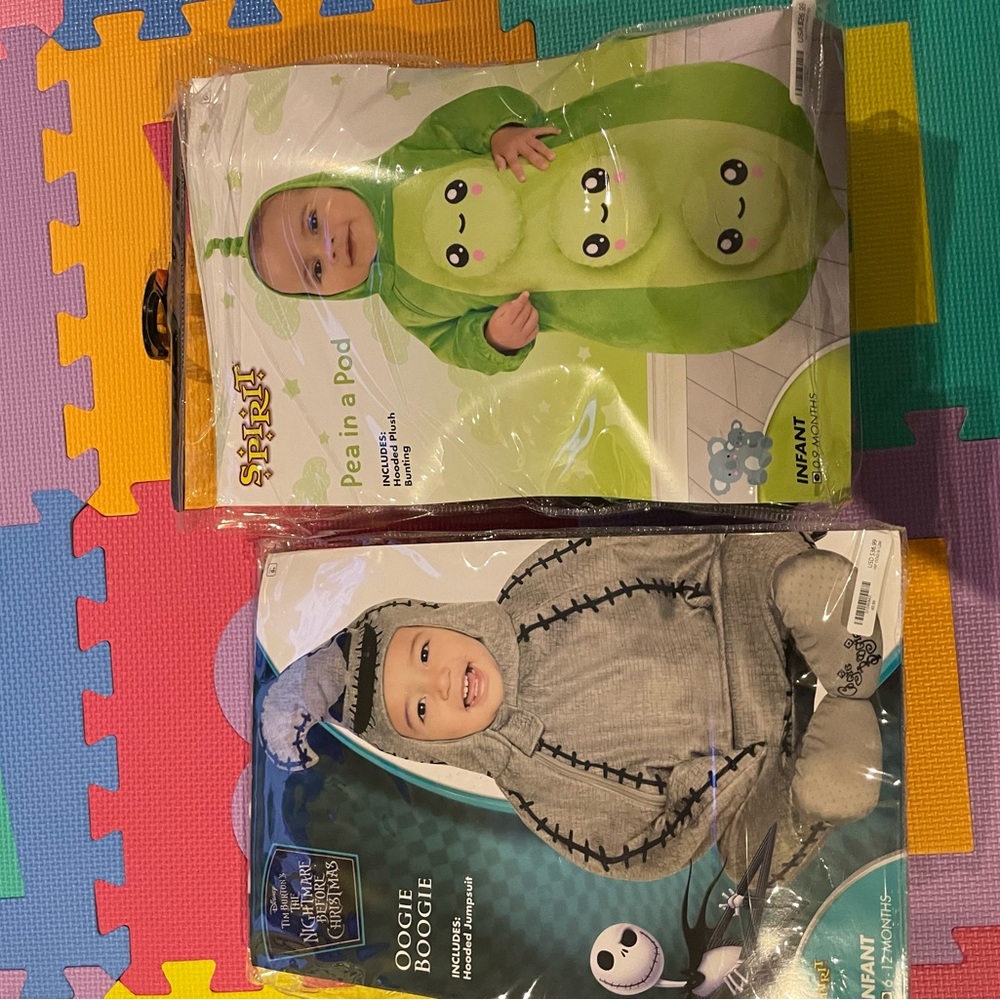 Infant Pea in a Pod and Oogie Boogie Costumes